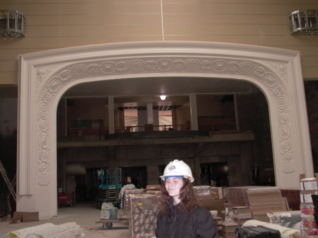 Commons (old auditorium)-  looking south- with intrepid student reporter for Messenger
